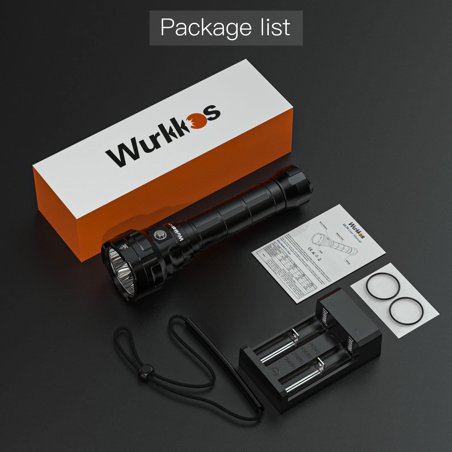 Wurkkos Torcia Subacquea 13000 Lumen 4 XHP50.2 LED IPX-8 2x5000 mAh Con Caricabatterie
