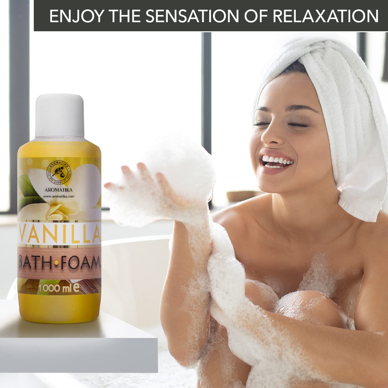 Espuma Baño de Vainilla 1000ml - Cuidado del Cuerpo - Bienestar - Relajación - Fragancia Dulce y Suave - Aromaterapia - Spa - Baños de Burbujas - Belleza