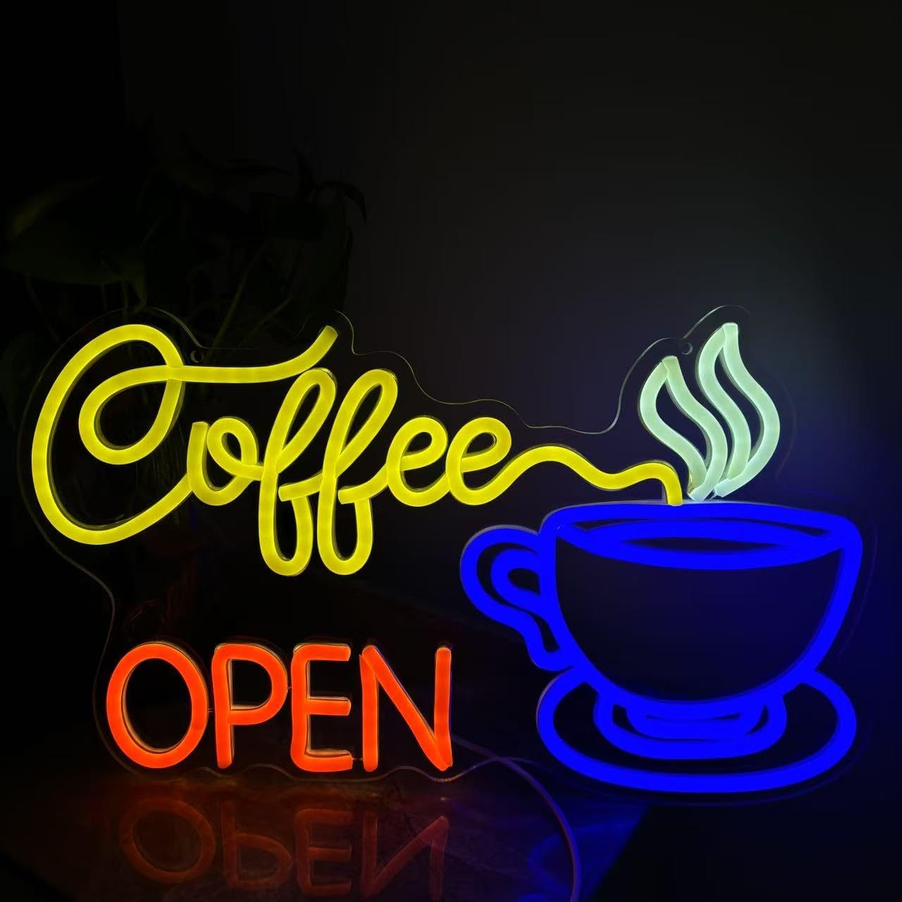 Coffee Neon Sign, Open Tea or Coffee Decoration