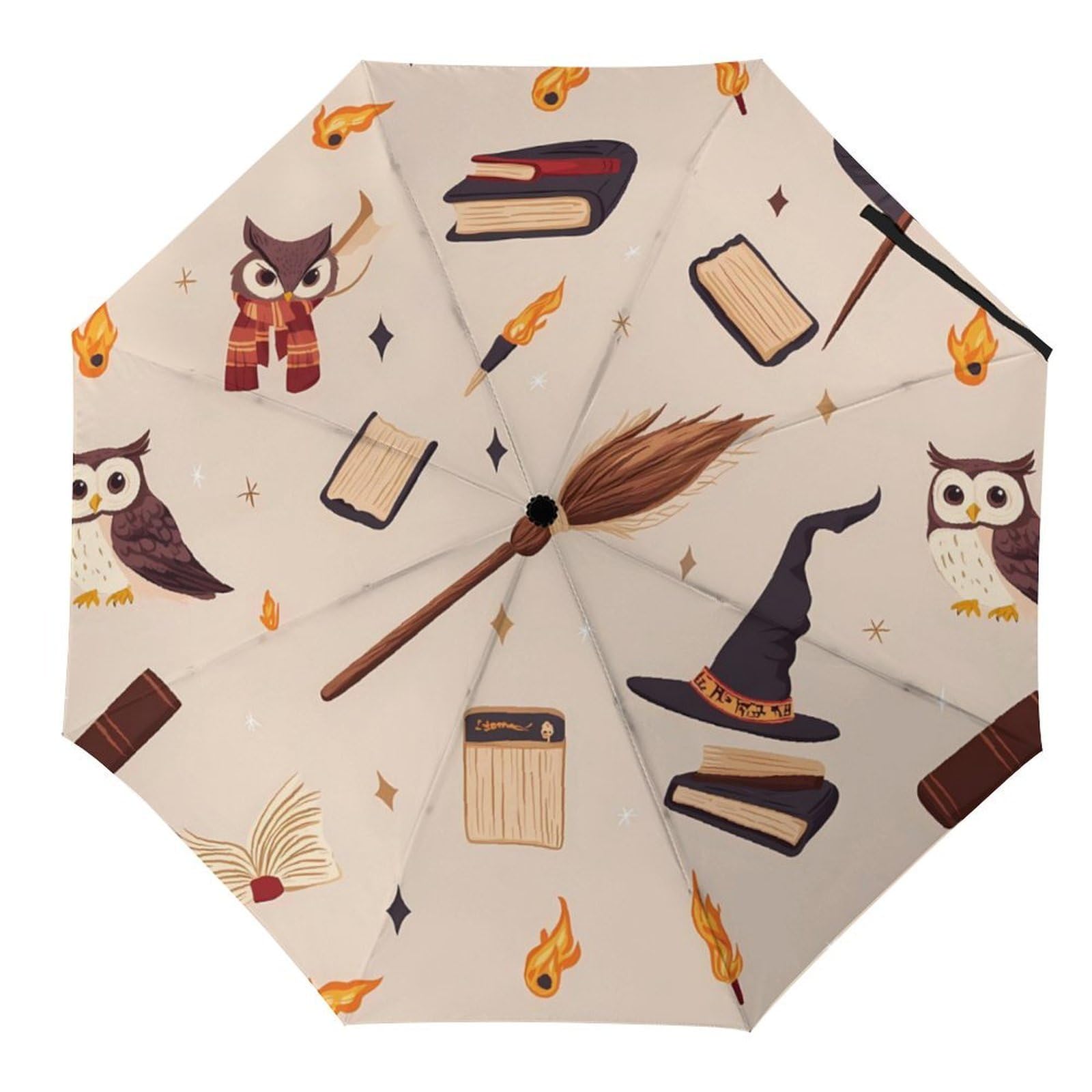 Smazdfxx As Pic Wizard Hat Books Travel Umbrella Compact 3 Fold Folding Umbrella For Rain Sun Protection