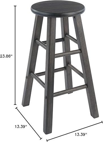 Miniatura 3 de Ergode Juego de taburetes de madera para mostrador, color gris ostra, juego de 2 piezas, madera maciza, capacidad de peso de 220 libras, estable y