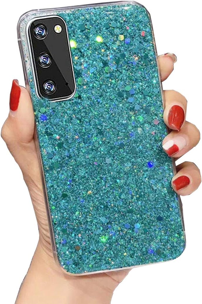 Topwin Galaxy S20 FE 5G Glitter Case, Sparkle Bling Shiny Diamond Slim Soft Reflective Clear TPU Rubber Bumper Girl Women Protective Case for Samsung Galaxy S20 FE 2020 (Green)