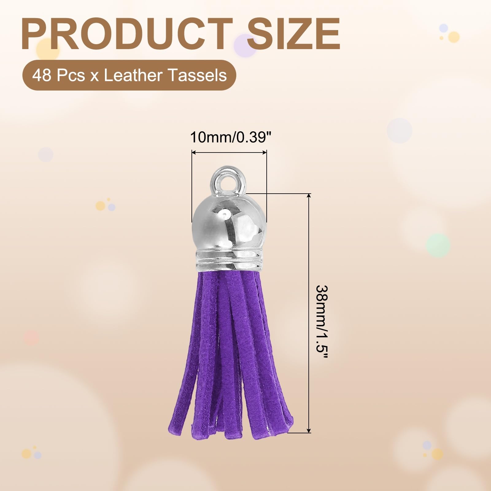 sourcing map 48 portachiavi in pelle con nappa, per ciondoli, bracciali, gioielli, decorazioni fai da te (3,8 cm), viola scuro/argento