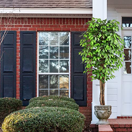 Image of 7ft Large Ficus Artificial Trees with Natural Curved Trunks, 84 inch Tall Lush Faux Tree for Home Decor Indoor, Green Lifelike Fake Ficus Tree Artificial Plants in Pot（Set of 2）