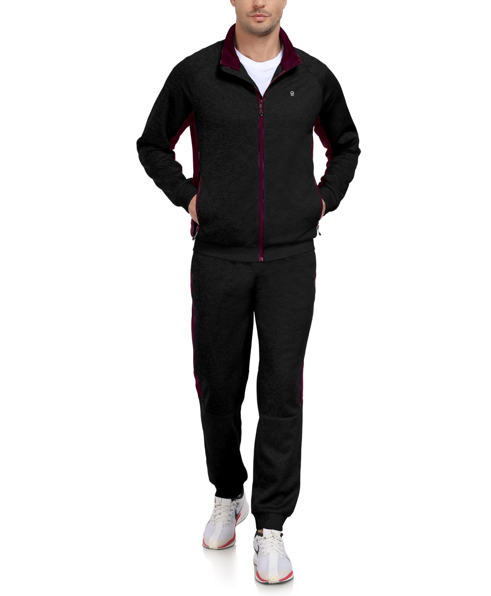 Little Donkey Andy Męski dres treningowy, 2-częściowy dres do biegania z zamkiem błyskawicznym, kurtka i spodnie do biegania, dres sportowy z długim rękawem, do fitnessu, na siłownię, piłkę nożną i do