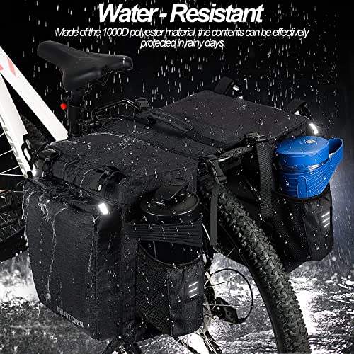 Huijutchen Bike Panniers, 40L Pannier Bags For Bicycles Rear Rack, 3 In 1 Waterproof Bicycle Saddle Bags Rear Rack With Shoulder Bag Reflective Trim, Bike Cargo Saddle Trunk Bag For Long Cycling #TOP1