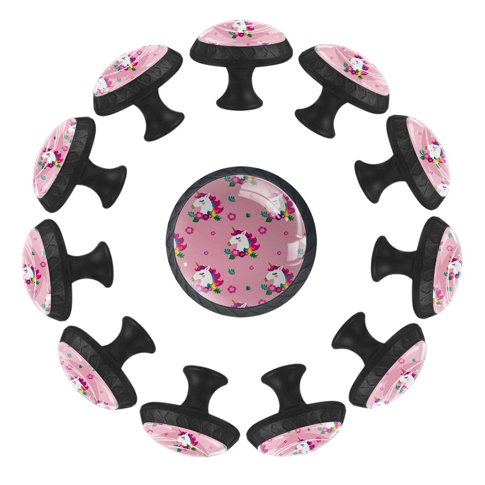Bouton de tiroir licorne 35mm lot de 12 poignée meuble enfant fille rose commode crèche