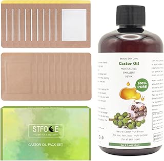 20Pcs Castor Oil Pack Wrap Organic Cotton Self-Adhesive, 7.9