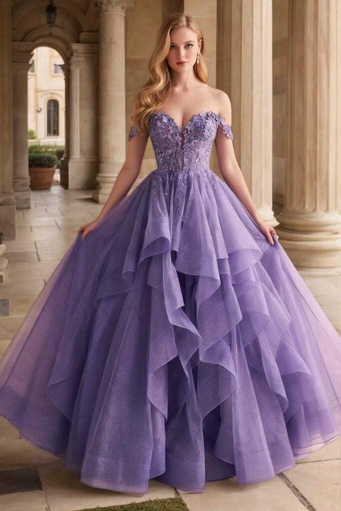 Off The Shoulder Sweetheart Quinceanera Dresses Glitter Tulle Laces Applique Princess Ball Gown A-line Sweet 16 Dress - Image 3