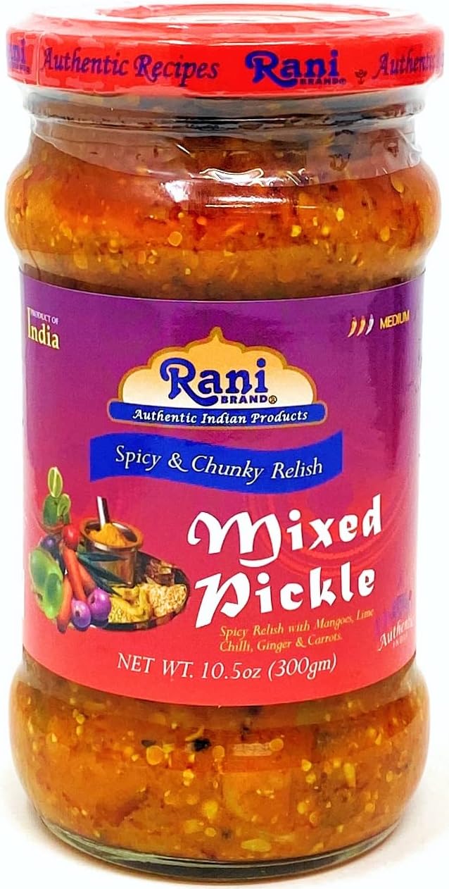 Rani Mixed Vegetable Pickle (Achar, Spicy Indian Relish) 10.5oz (300g) Glass Jar ~ Vegan | Gluten Free | Non-GMO | No Colors | Popular Indian Condiment, Indian Origin
