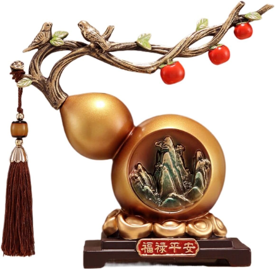 平安葫芦 Pure Copper Gourd Retro Home Decor Tabletop 摆件 Feng Shui Figurine Home Office Decor Chinese Gifts 招财新中式客厅玄关电视柜装饰高档工艺品摆设乔迁品 8967