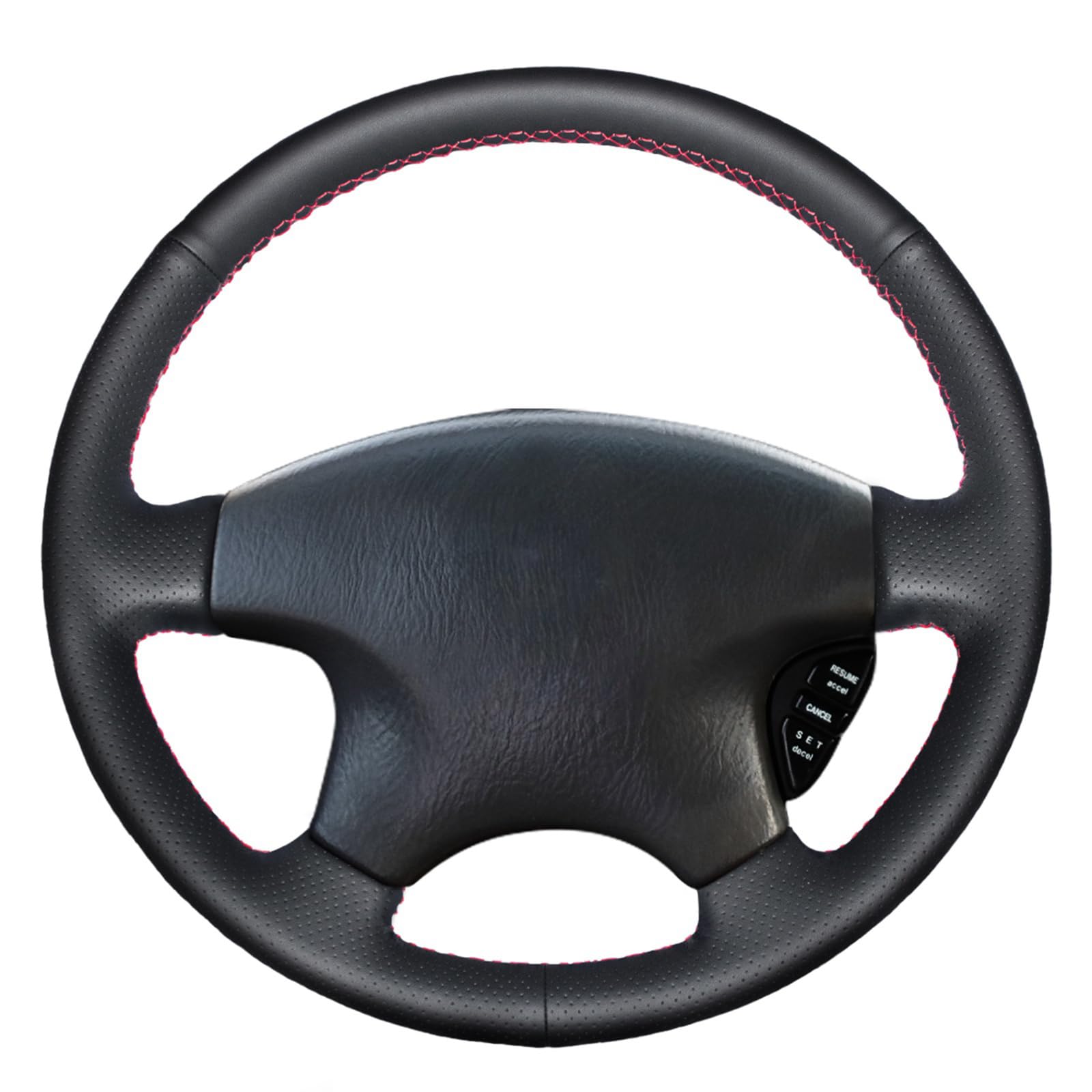MEWANT Handsewing Black Genuine Leather Steering Wheel Cover Wrap for Honda Civic/CR-V CRV/Prelude Accessories Automotive Interior