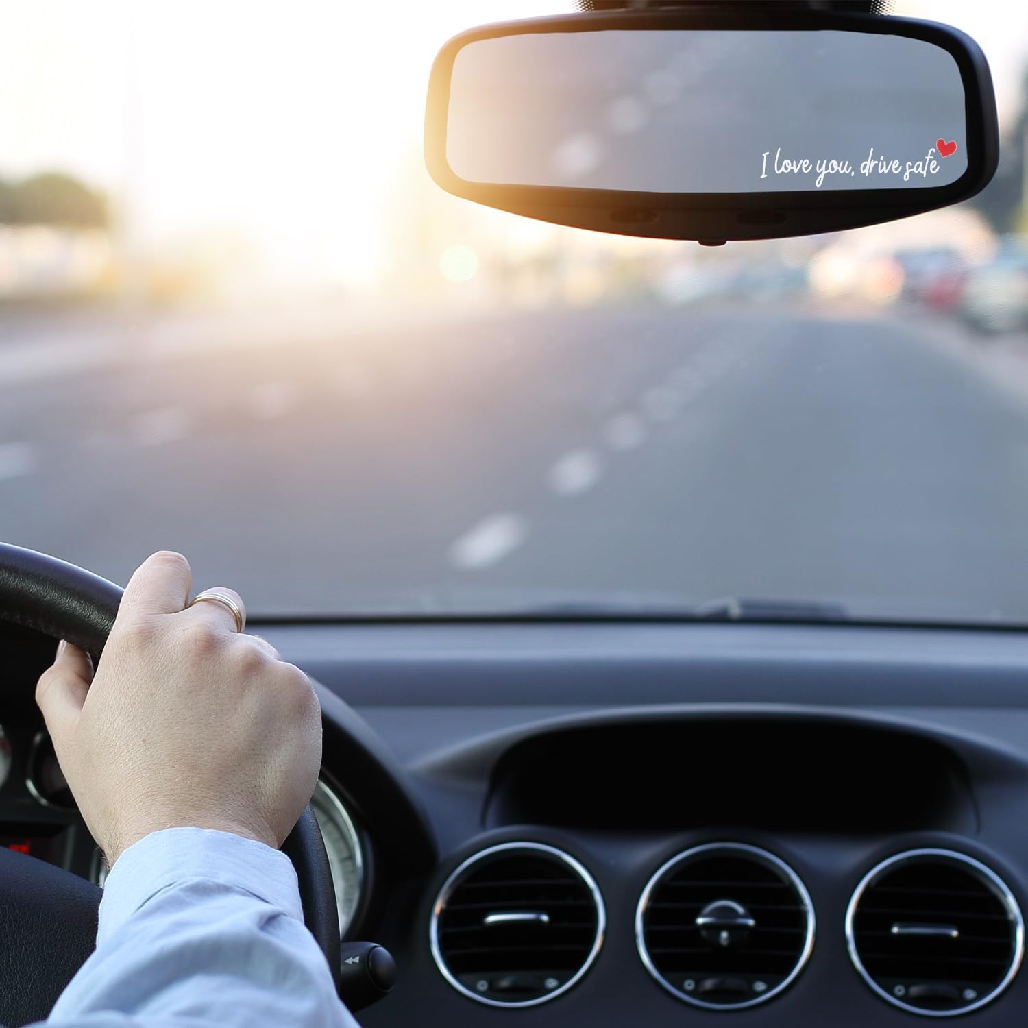 3pcs I Love You Drive Safe Mirror Stickers, Cute Car Drive Safe Rear View Mirror Decals with Hearts Car Driving Stickers Automotive Accessories for Women Driver (White) - Image 6