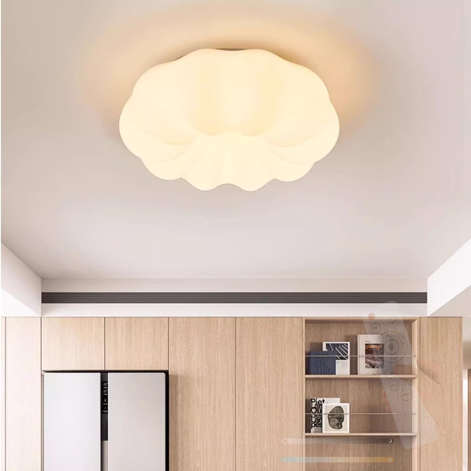 Plafonnier LED blanc au design créatif de citrouille pour séjour - 8