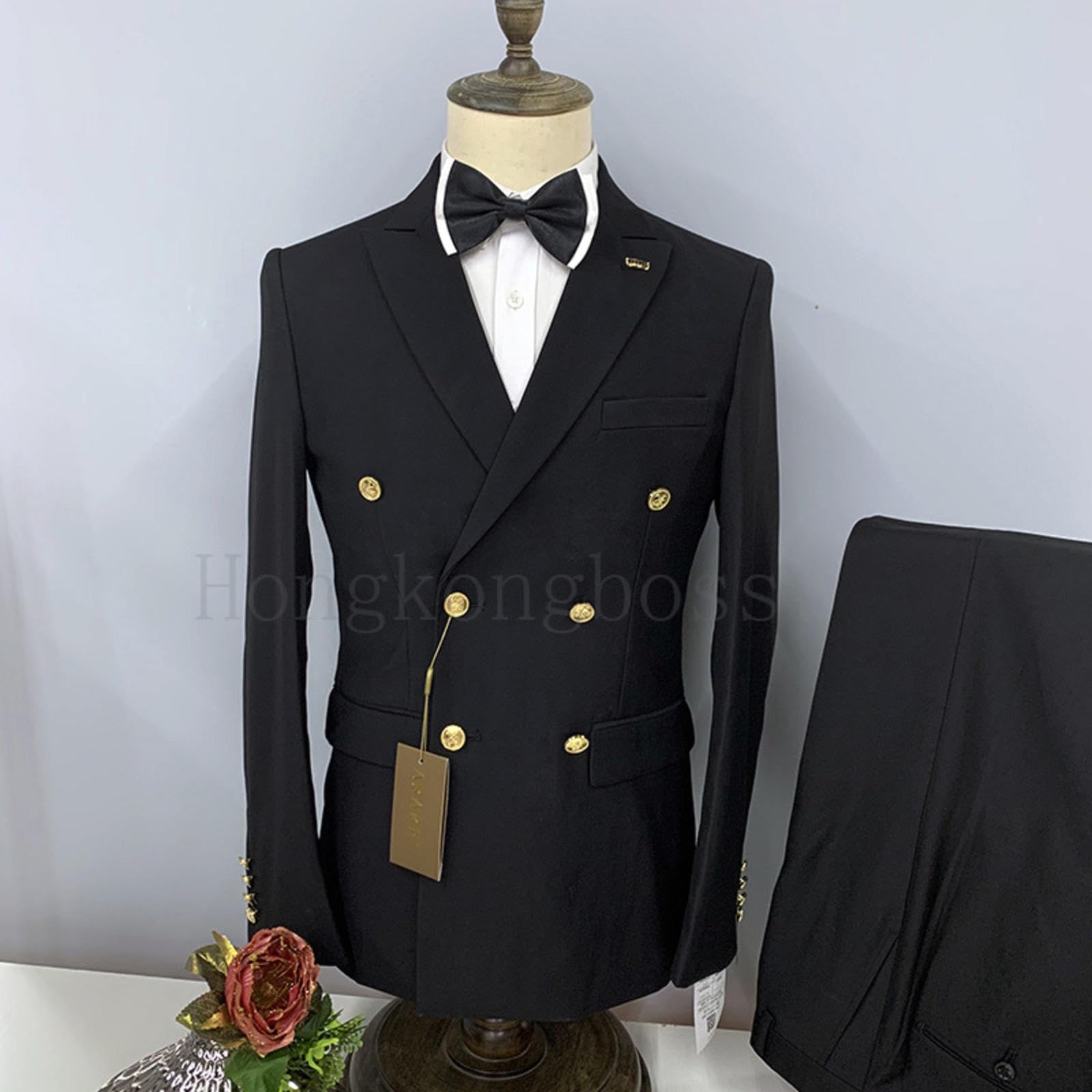 2 szt. Zestaw garniturów Marynarka Kurtka Spodnie/Moda męska Casual Business Dwurzędowe formalne ubranie ślubne pana młodego