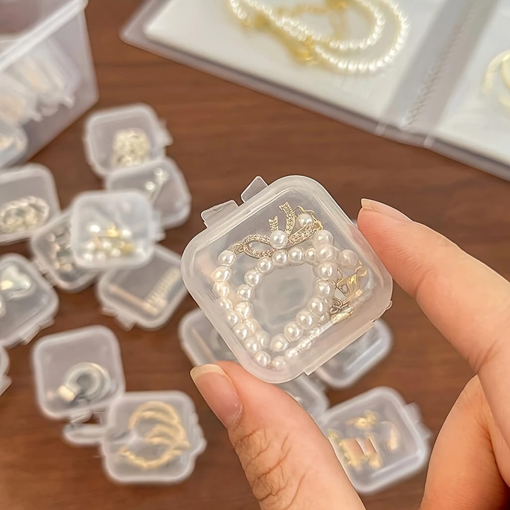 10Pcs Mini Jewelry Storage Boxes, Clear Plastic Portable Organizer Cases for Small Accessories, Earrings, Beads, Rings, Bracelets & Tiny Items