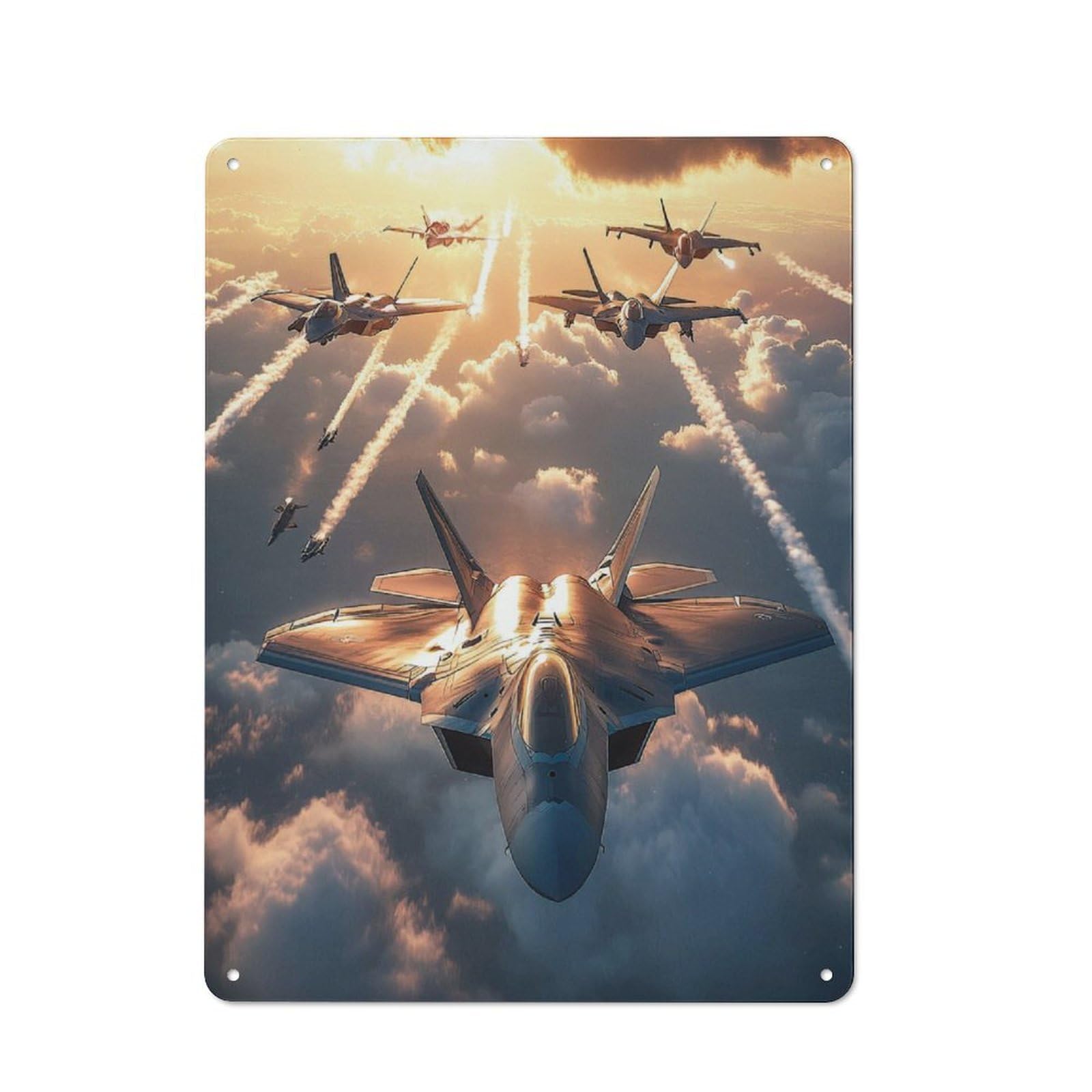 Junmoney F-22 Raptor Jet Fighter Retro Metal Sign 40X30cm For Kitchen Or Home Bar, For Kitchen, Dining Room And Home Bar Wall Decor
