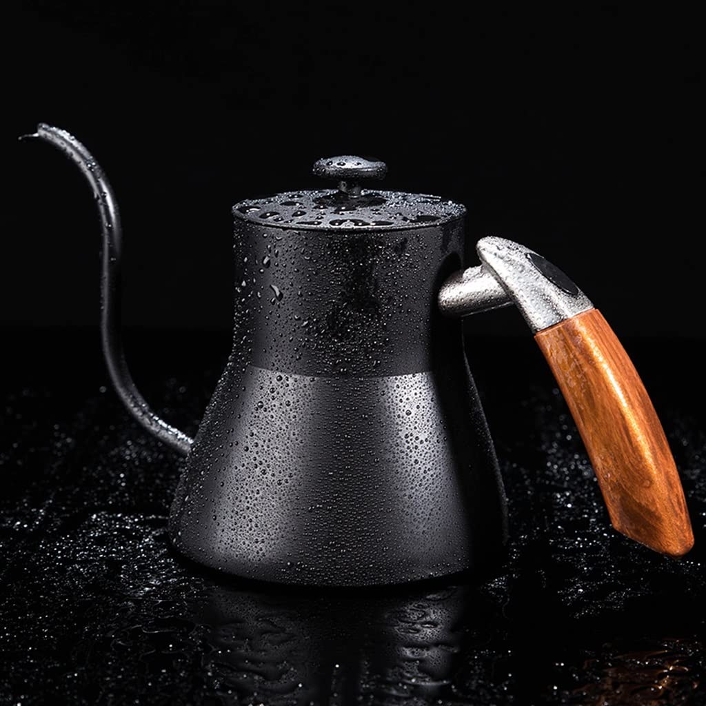 800ml, ręczny czajnik do kawy ze stali nierdzewnej 304, wiszący dzbanek do kawy, podgrzewany, ręczny pojemnik z wylewką, do parzenia kawy i herbaty /363(Black)