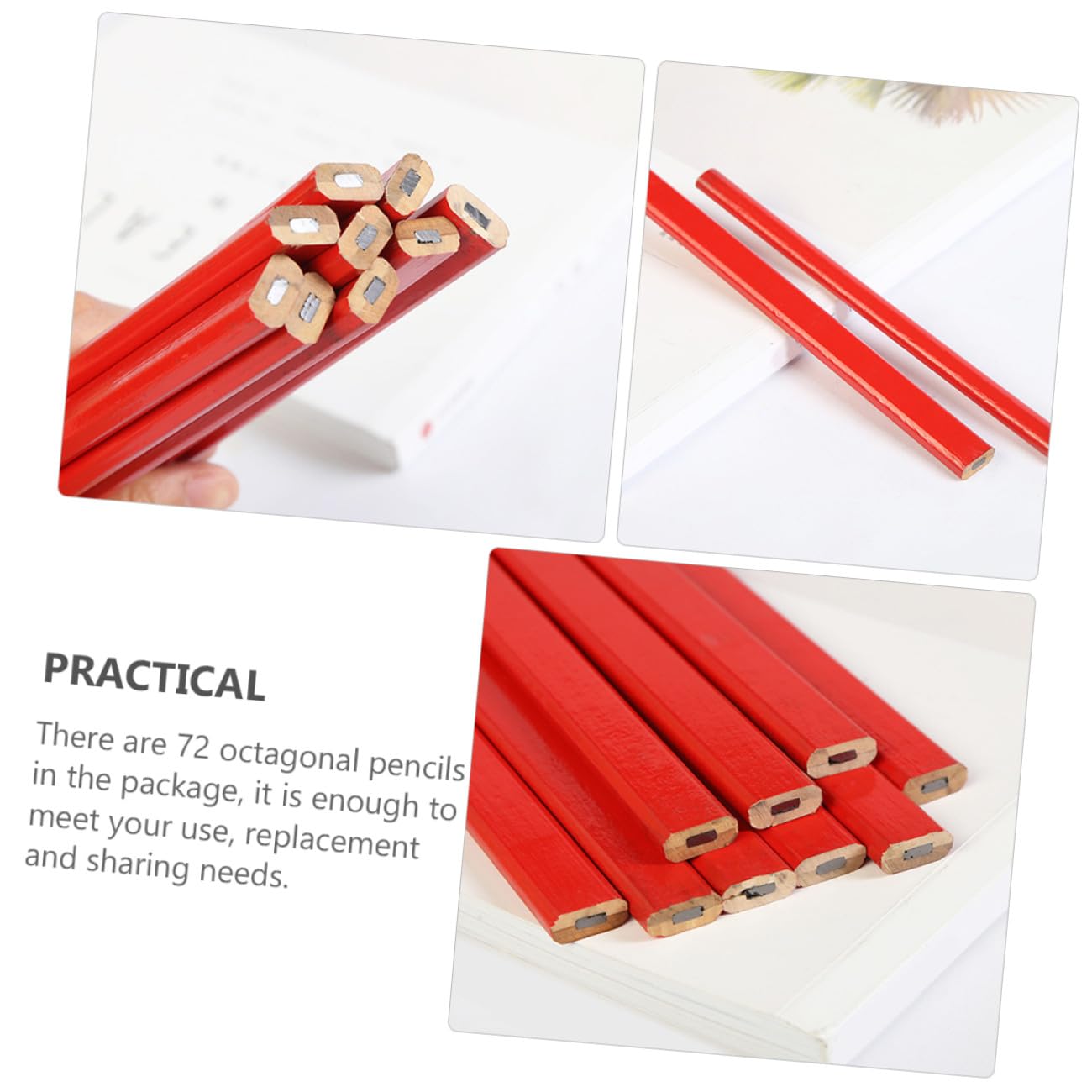Gadpiparty 72 Pièces Crayons Plats pour Travail du Bois Crayons de Construction Octogonaux Charpentier de Chantier