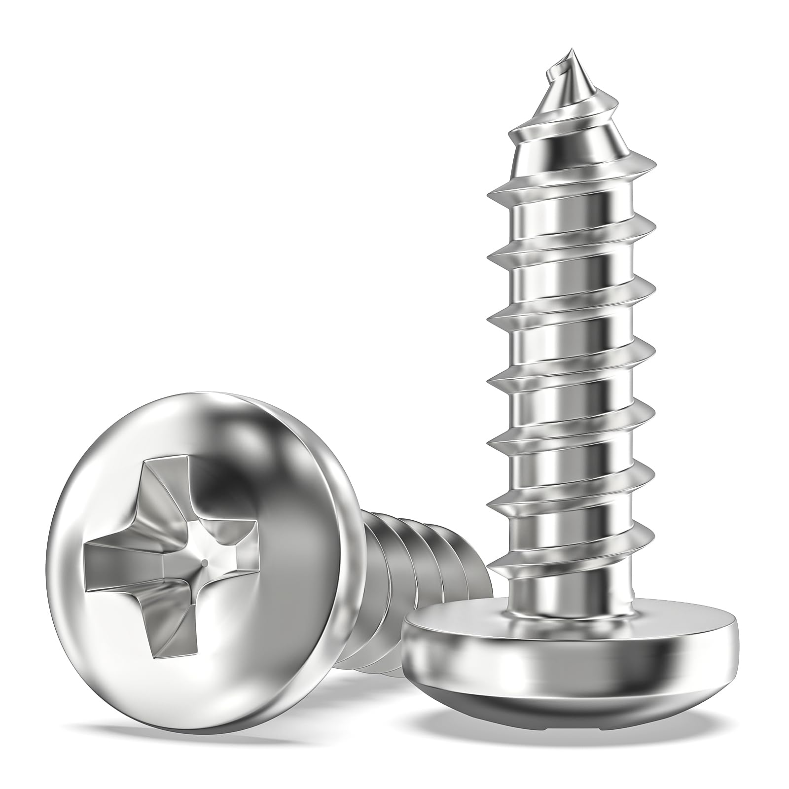 Valorada 50Pcs M6 Screws for Wood, Metal, Plastic, M6 x 20mm Button Head Self Tapping Screws, Phillips Drive, 304 Stainless Steel, Full Thread
