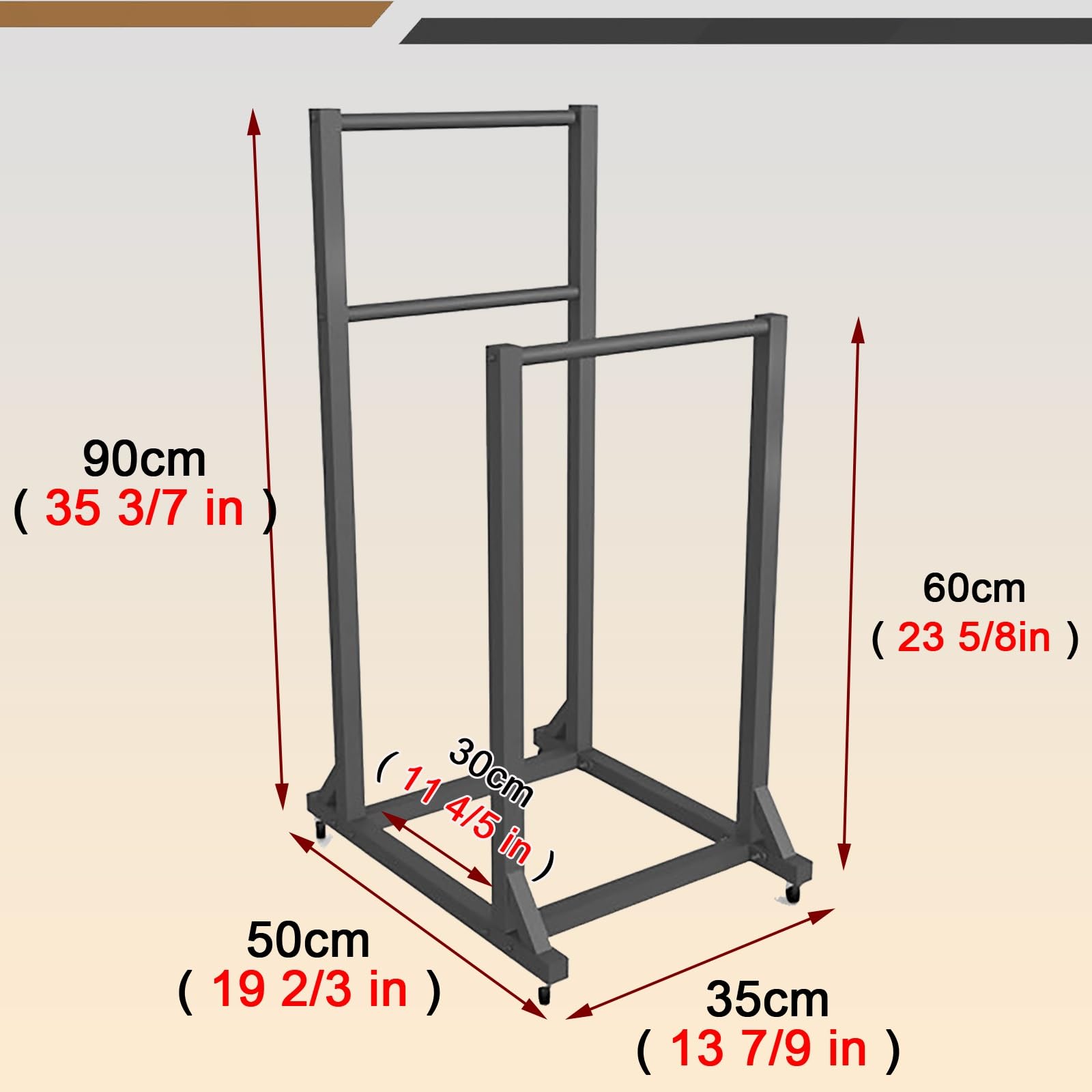 Tragbares Cartonrage-Rack mit Lenkrollen, Karton für Lager und Umzug, robuster schwarzer Eisen-Präsentationsständer (35 x 50 x 90 cm, für 10–28 Boxen)