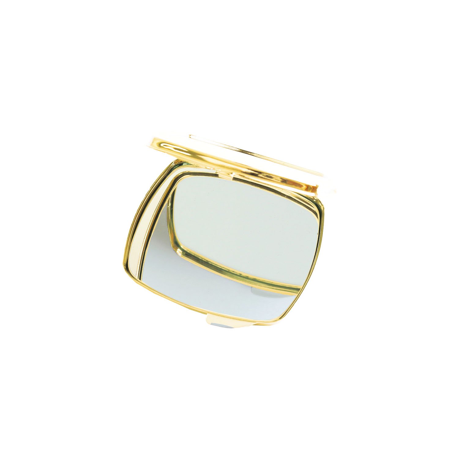 Compact Square Mirror with Magnifying Glass, Gold