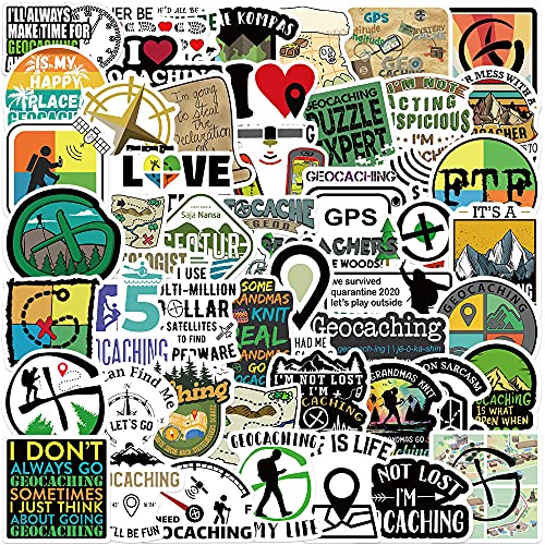 50Pcs Geocaching Stickers Adventure Aesthetic Outdoor Bulk Forest Trees Animals for Kids Teens Water Bottle Laptop Suitcase car Fridge Phone Diary Sticker Collectors(DiLiBZ)