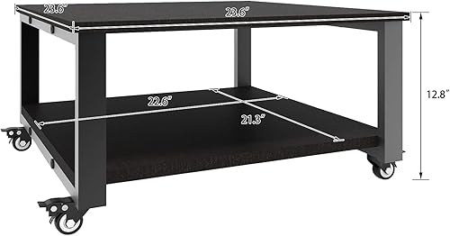 Miniatura 7 de Natwind Soporte para impresora láser de 2 niveles, mesa de impresora grande de 23.6 x 23.6 pulgadas, soporte de copiadora con ruedas, carrito de