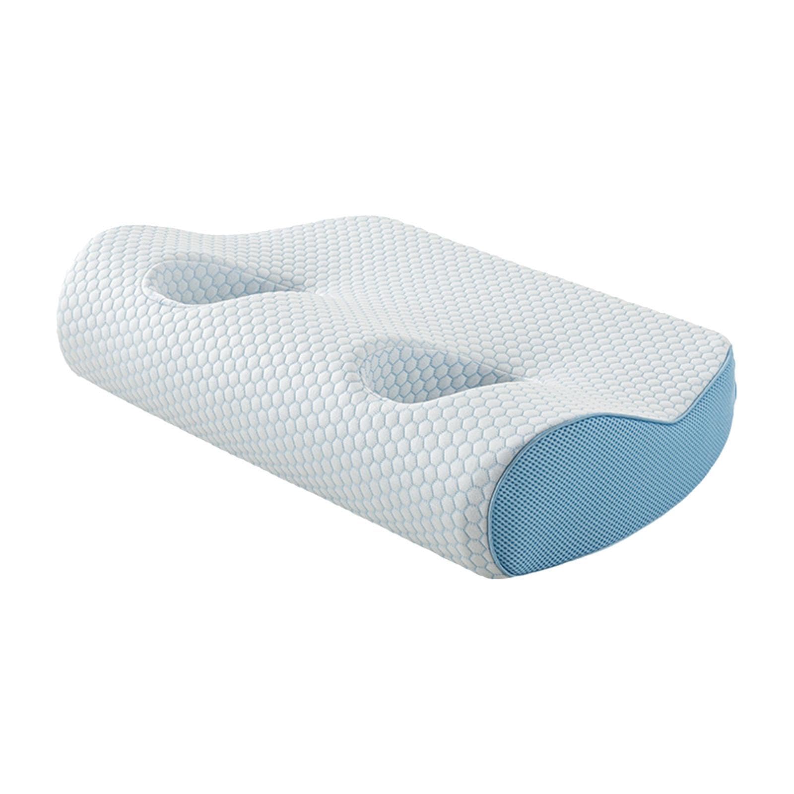 Ohrpolster mit Löchern aus Memory-Schaum, ergonomisch, weich, bequem und atmungsaktiv für Kopfhörer; Nackenkissen, Rindenblau