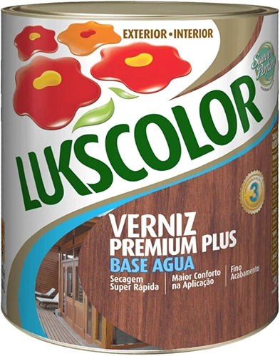 Verniz Base Água Madeira Cores 900ml Lukscolor Móveis (Brilhante Incolor)