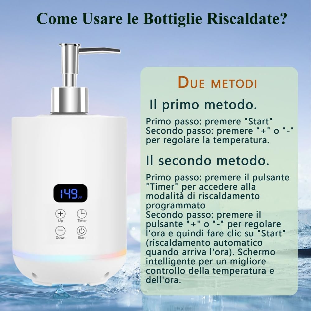 Olio da Massaggio con due distributori di olio Scaldacreme per Dispenser per flaconi spa e Scaldalozioni, Display LED, Scaldafiaconi per gel, Apparecchio Riscaldante per Saloni Bianco