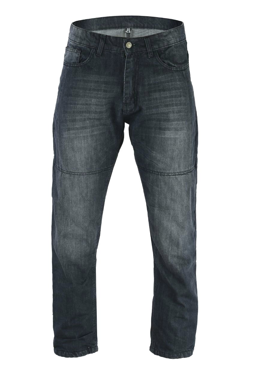 Bikers Gear Motorcycle Black Washed Loose Comfort Fit Faded Jeans CE 1621-1 Kevlar, Faded Black, Size 38" 2XL/S