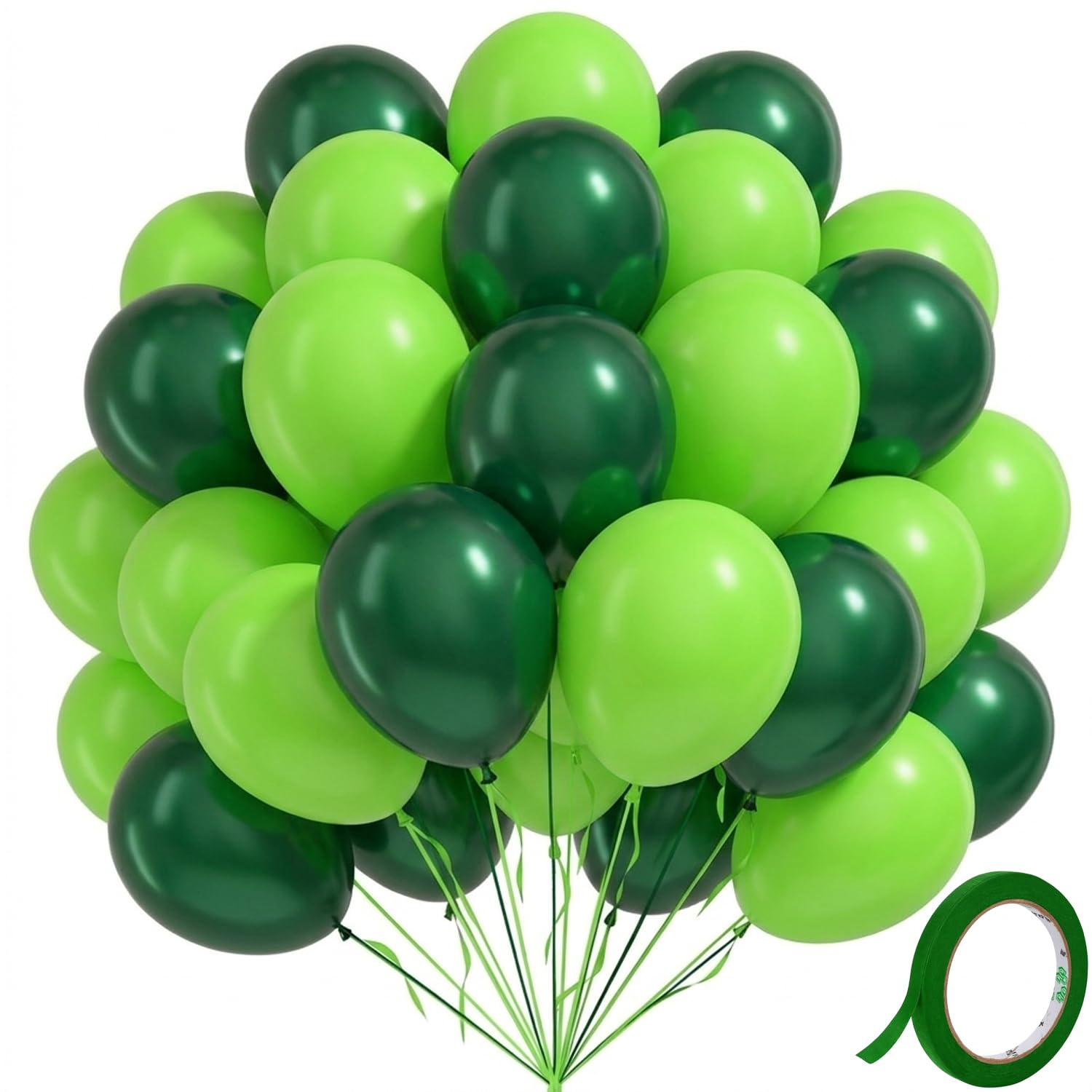 Dark Green and Light Green Balloons 12 Inch Pack of 50 (25 Dark Green, 25 Light Green), Durable Latex Party Balloons for Birthday, Wedding, Anniversary, Baby Shower & Event Decoration-image-47