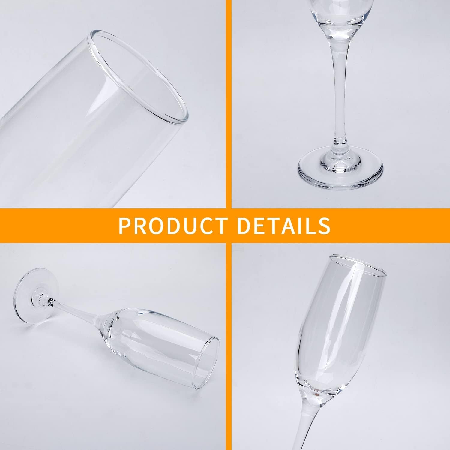 BINZO Champagne Glasses, Classy Stem Champagne Flutes, Set of 2, 200 ml, Sparkling Wine Glass for Birthday,Parties,Wedding (Classy Champagne 2 Pc) 2