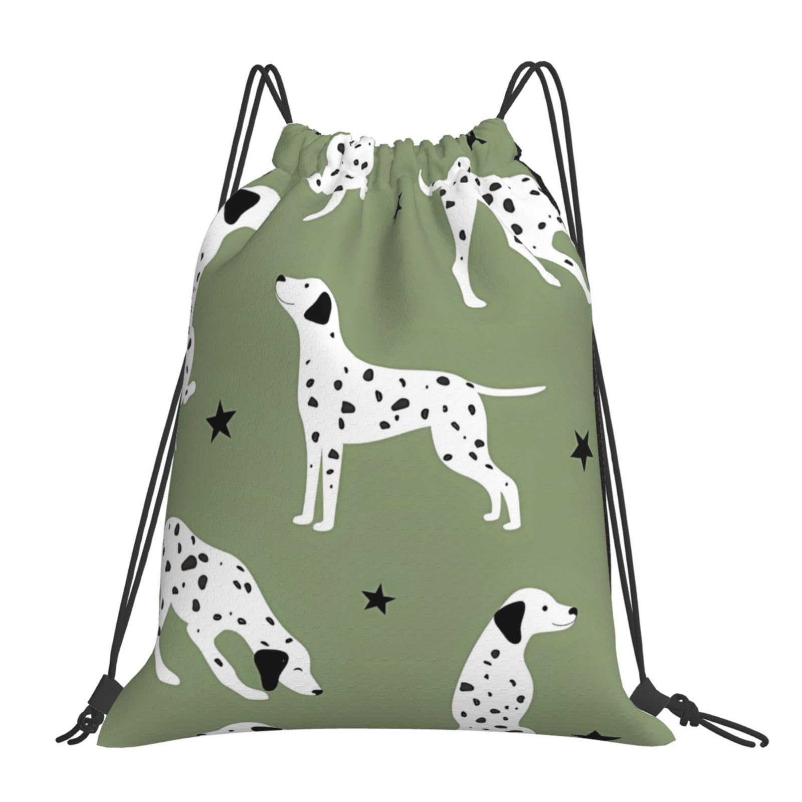 Yomeeaaaa Unisex Black Cute Dalmatian Dog Print Drawstring Gym Backpack Sports Sackpack Cinch String Yoga Bags For Women Men