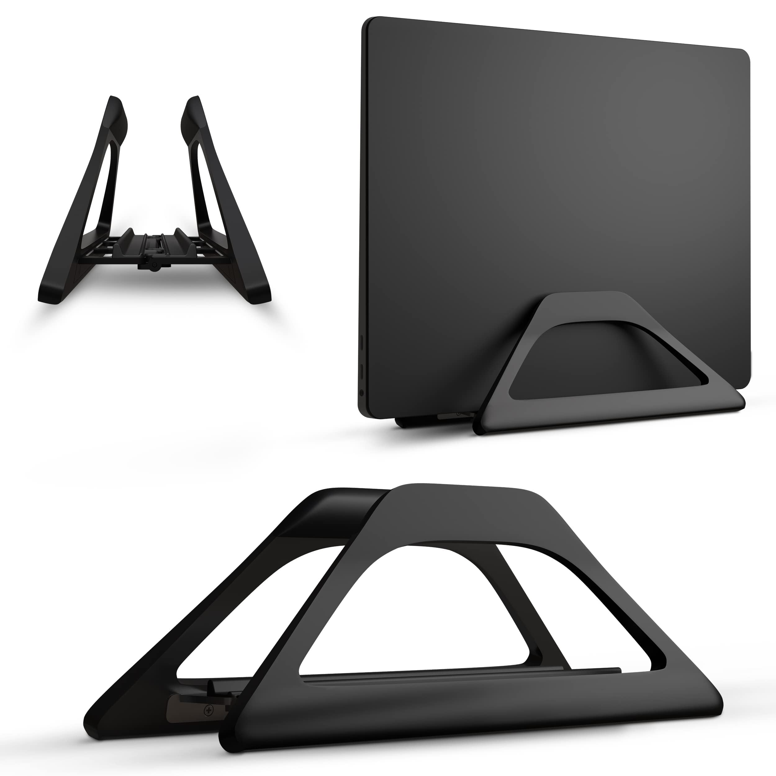 Elestoria Vertical Laptop Stand Holder- Adjustable Laptop Holder Vertical fits All MacBook, Chromebook & Gaming Laptops - Black