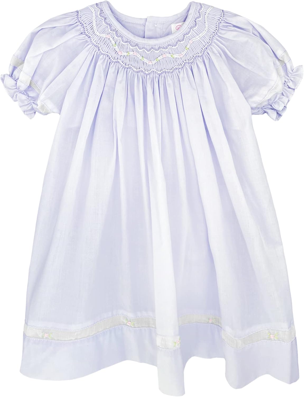 Petit Ami Baby Girls’ Smocked Daygown with Voile Insert, Preemie, Lavender
