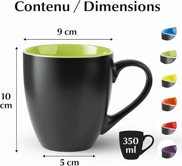 MIAMIO - 6 x 350 ml Tasse à café en grès/Ensemble de tasses Le Papillon Collection (Kaffeetasse (6x)) - 4