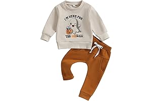 Boys' and Girls' Cute Halloween Pumpkin Patch Sweatshirt and Pants