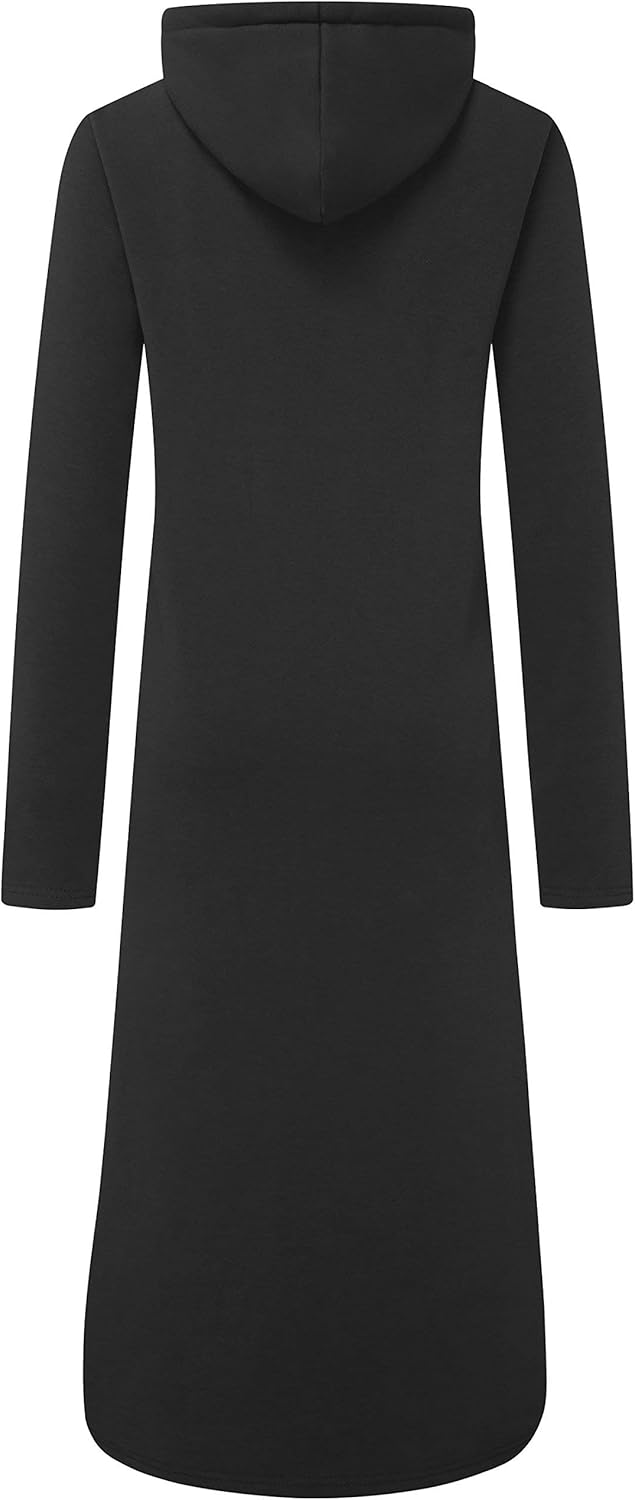 WenVen Womens Long Plus Hoodie Oversized Sweatshirt with Pockets (Dark Black, 2XL) - Image 2