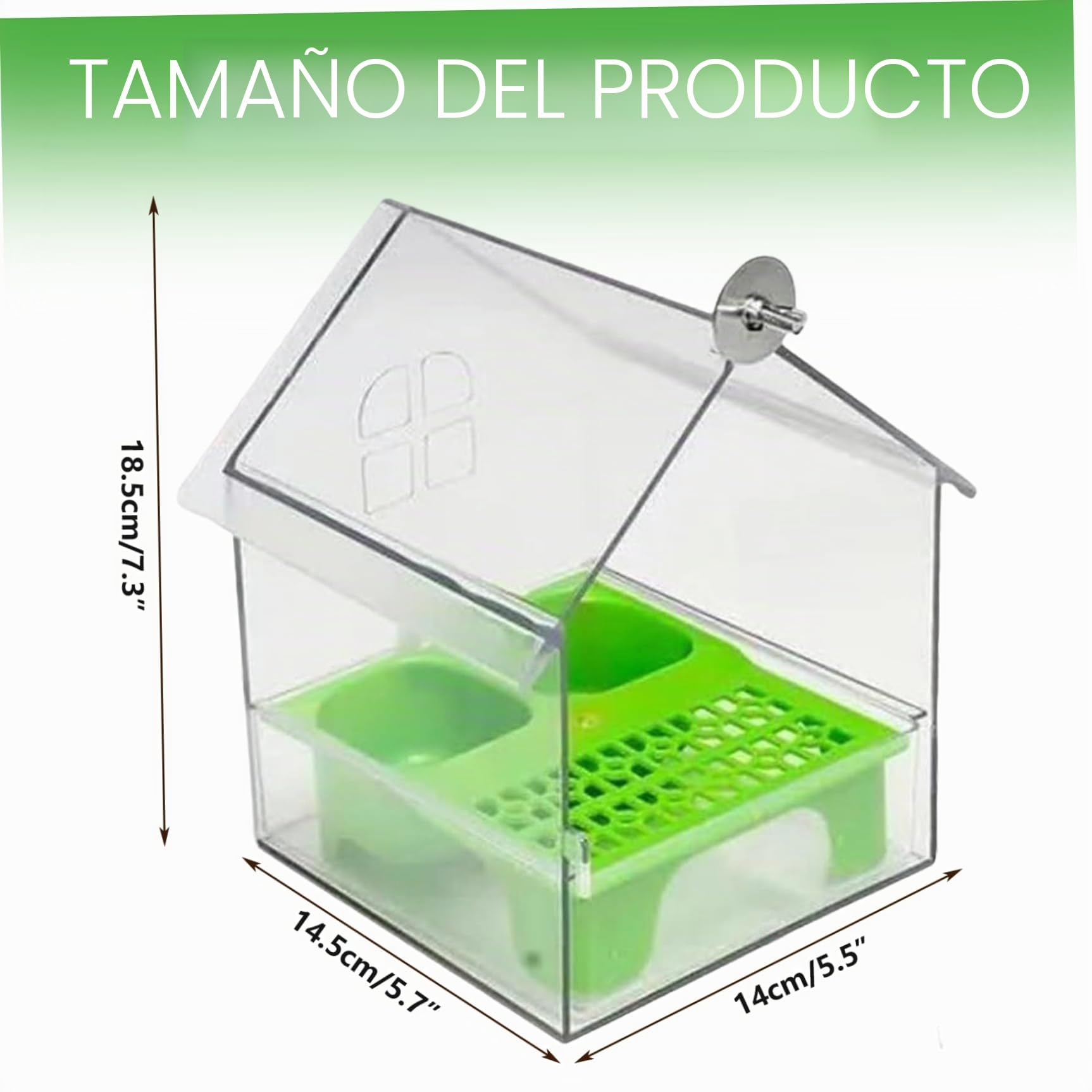 Comedero para pájaros sin ensuciar con Dos comederos Baño Transparente para pájaros para Jaula Fácil de llenar Comederos de Comida extraíbles para periquitos Periquitos Loros pequeños Comedero para c