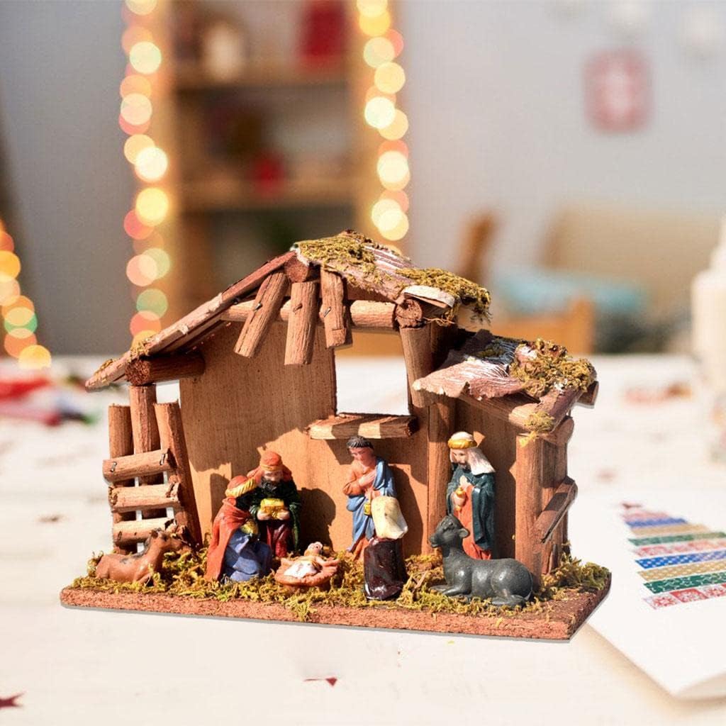 Hand Painted Nativity Figurine Set | Religious Christian Home Decor | Easter Table Decor for Nativity Collectors | Inspirational Bible Art - A