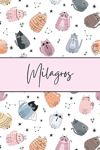 Milagros Cat Notebook Cute Cat Notebook - Funny Crazy Cat Pattern For Cat Lovers - Pink Lined Journal - Milagros Name Diary