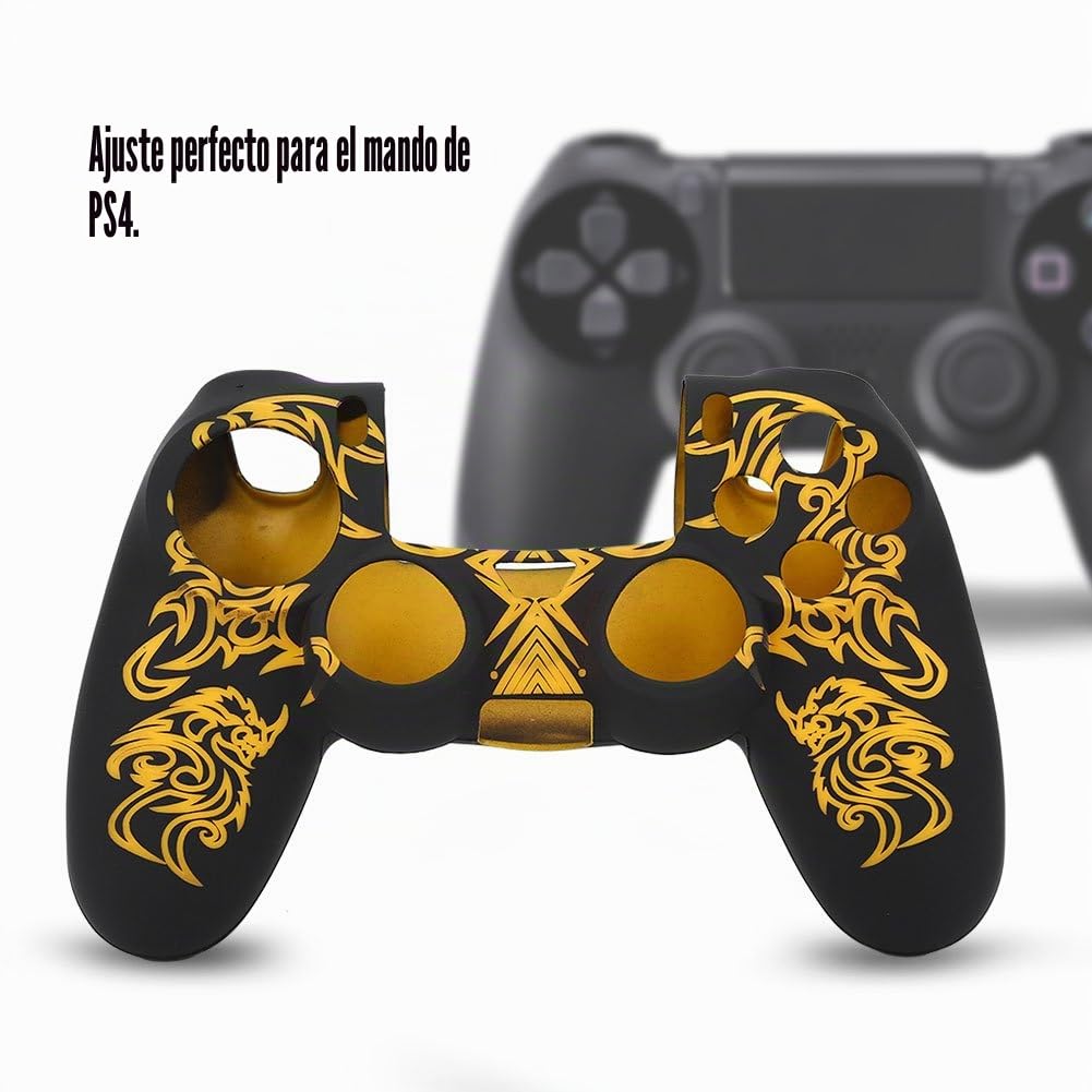 Estuche para Controlador ps4, Estuche de Silicona Suave Skin Grip Shell para el Controlador Playstation 4 PS4(Amarillo Negro)