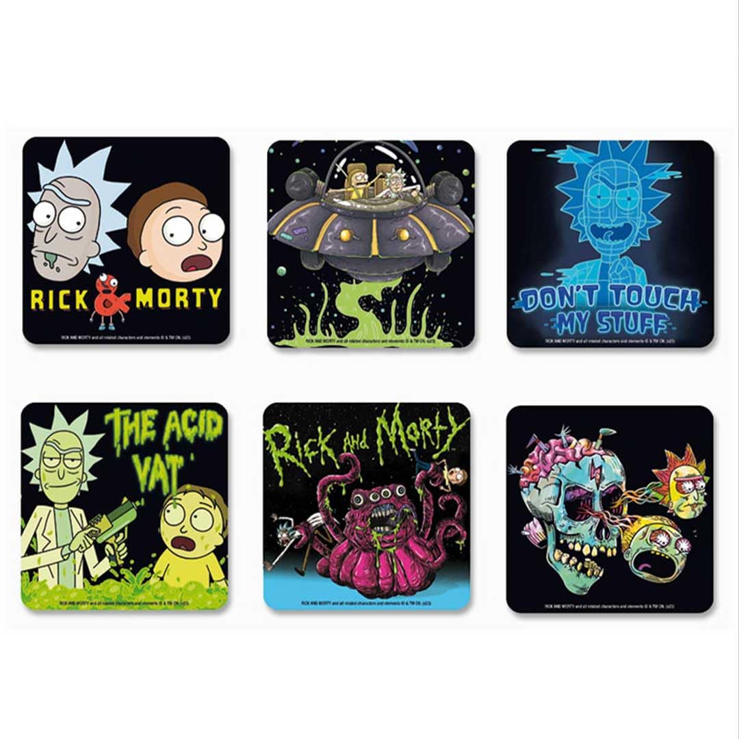 Logoshirt Multicolor Logoshirt® Rick And Morty I Set Of 6 I Coasters I Drinks Mats I Cork I 10X10cm I Durable Print I Licensed Original Design