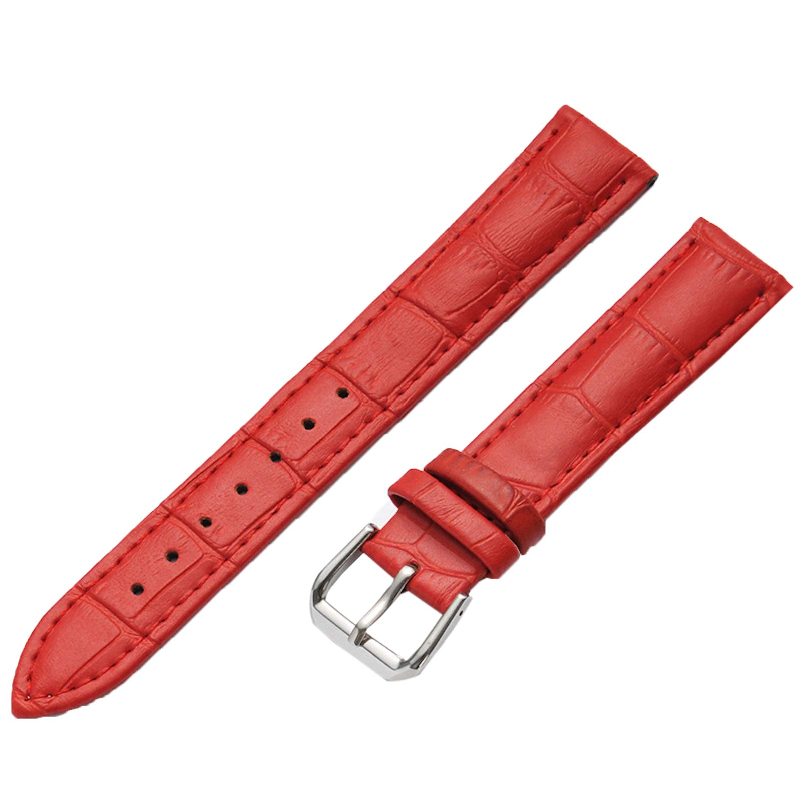 SOUGAO Genuine Leather Watch Strap Vintage Retro Classic Quick Release Watch Replacement Bands Red 17mm