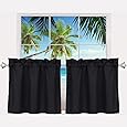 RYB HOME Small Curtains Blackout - Privacy Energy Efficiency Mini Curtains for Kids Bedroom RV Camper Windows Trailer Bathroom Kitchen Cabinet Door Window, W 29 x L 36, Wild Rose, 2 Panels