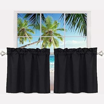 RYB HOME Small Curtains Blackout - Privacy Energy Efficiency Mini Curtains for Kids Bedroom RV Camper Windows Trailer Bathroom Kitchen Cabinet Door Window, W 29 x L 36, Wild Rose, 2 Panels