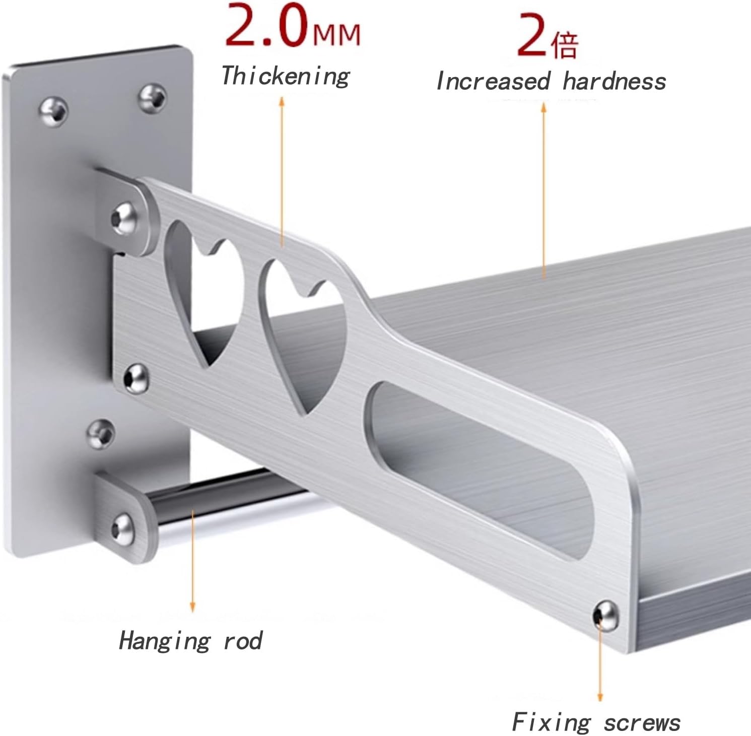 304 Stainless Steel Wall Desk Workbench - Wall Mounted Folding Table, Easy to Install & Clean, Ideal for Food Truck, Kitchen, Restaurant, Garage, Laundry, Utility Room