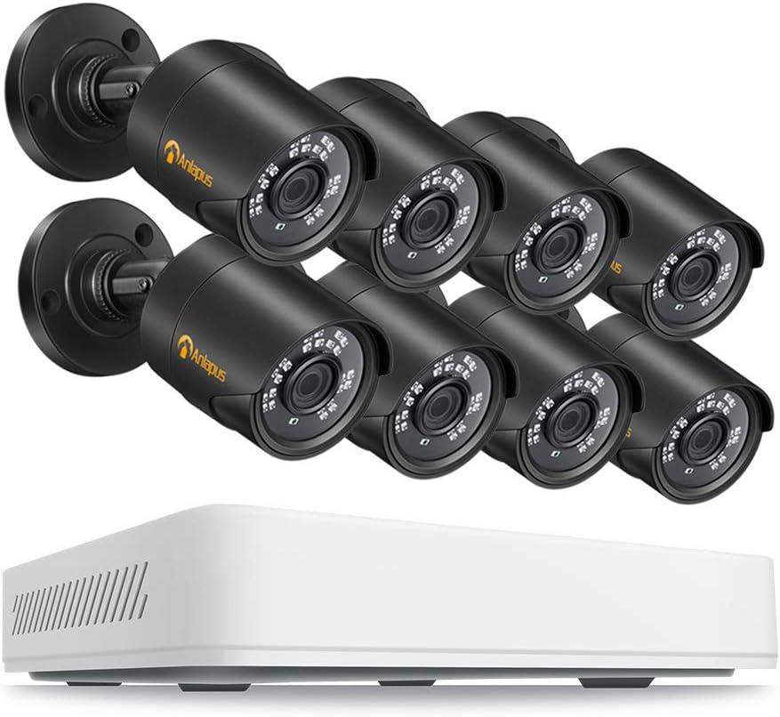 Anlapus 1080P Home Security Camera System 8CH 4-in-1 H.265+ Surveillance Video DVR Recorder and 8pcs 2.0MP HD Weatherproof CCTV Cameras No Hard Drive, Motion Alert, Smartphone&Remote Access